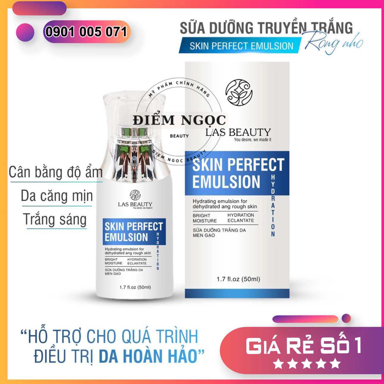 Sữa Dưỡng Trắng Da Las Beauty Skin Perfect Emulsion - Sữa Dưỡng Rong Nho 50ml