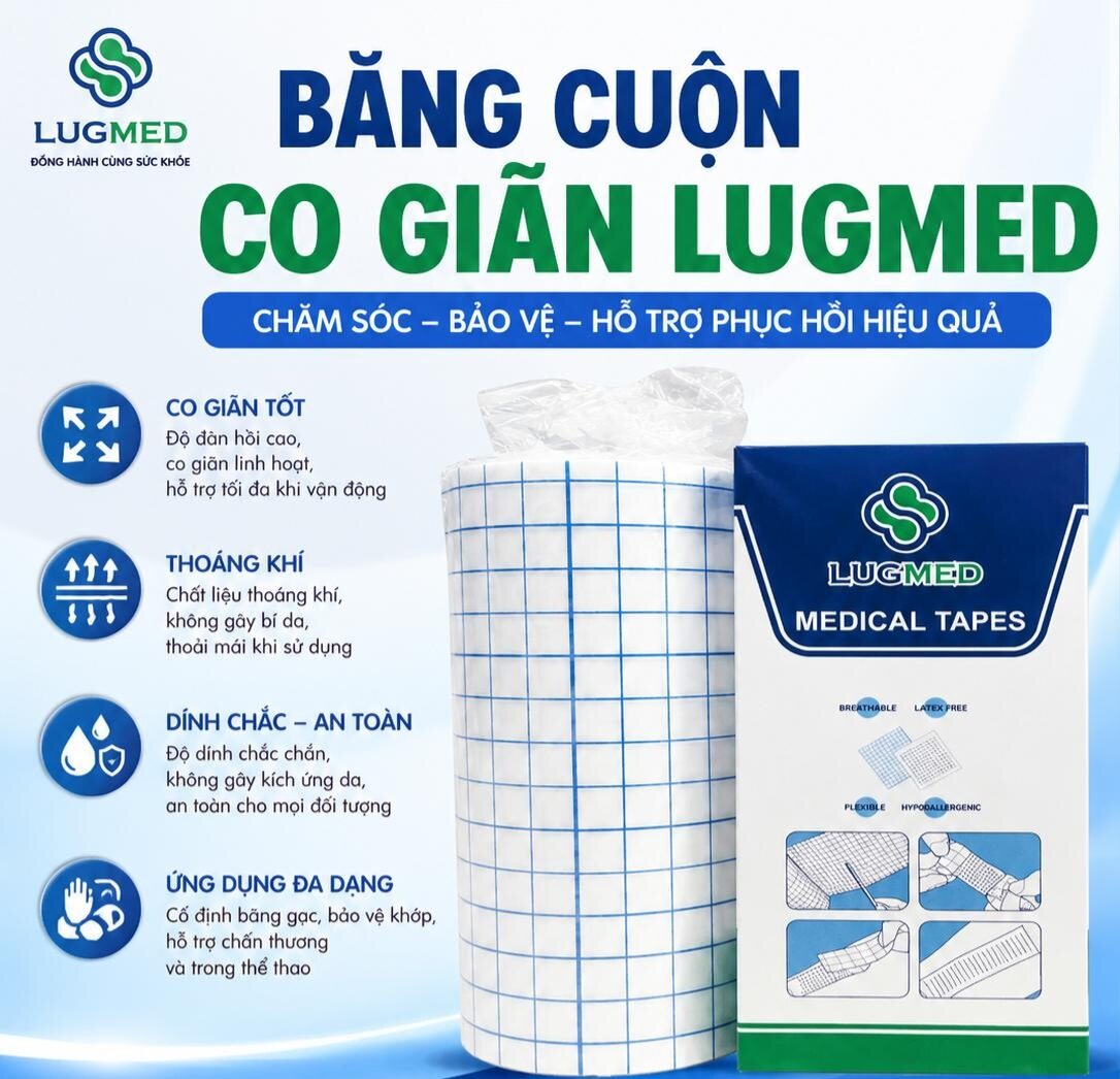 Băng cuộn dán, băng bó t.huốc Lugmed 10*15cm
