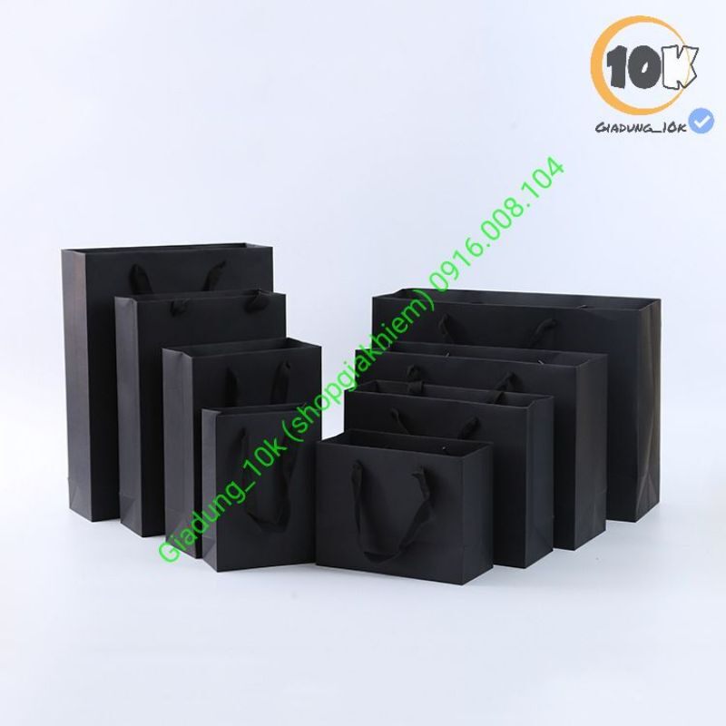 Túi giấy Kraft quai vải màu Đen đựng quà tặng chất liệu đẹp