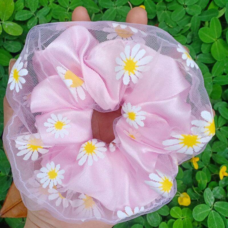 cột tóc vải crunchies cầu vòng 2 lớp