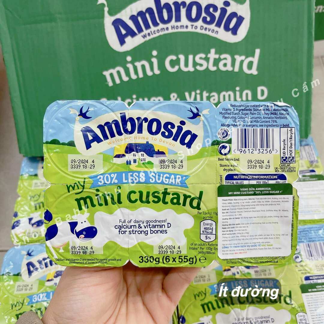 Váng sữa Ambrosia UK ít đường cho bé ăn dặm 55g