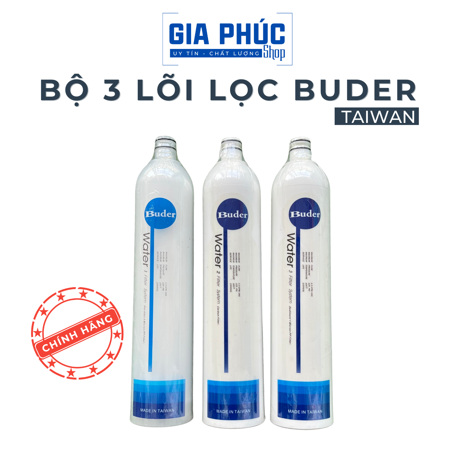 Bộ 3 lõi lọc buder - made in taiwan - dành cho máy lọc nước model 00009b/c của đại việt