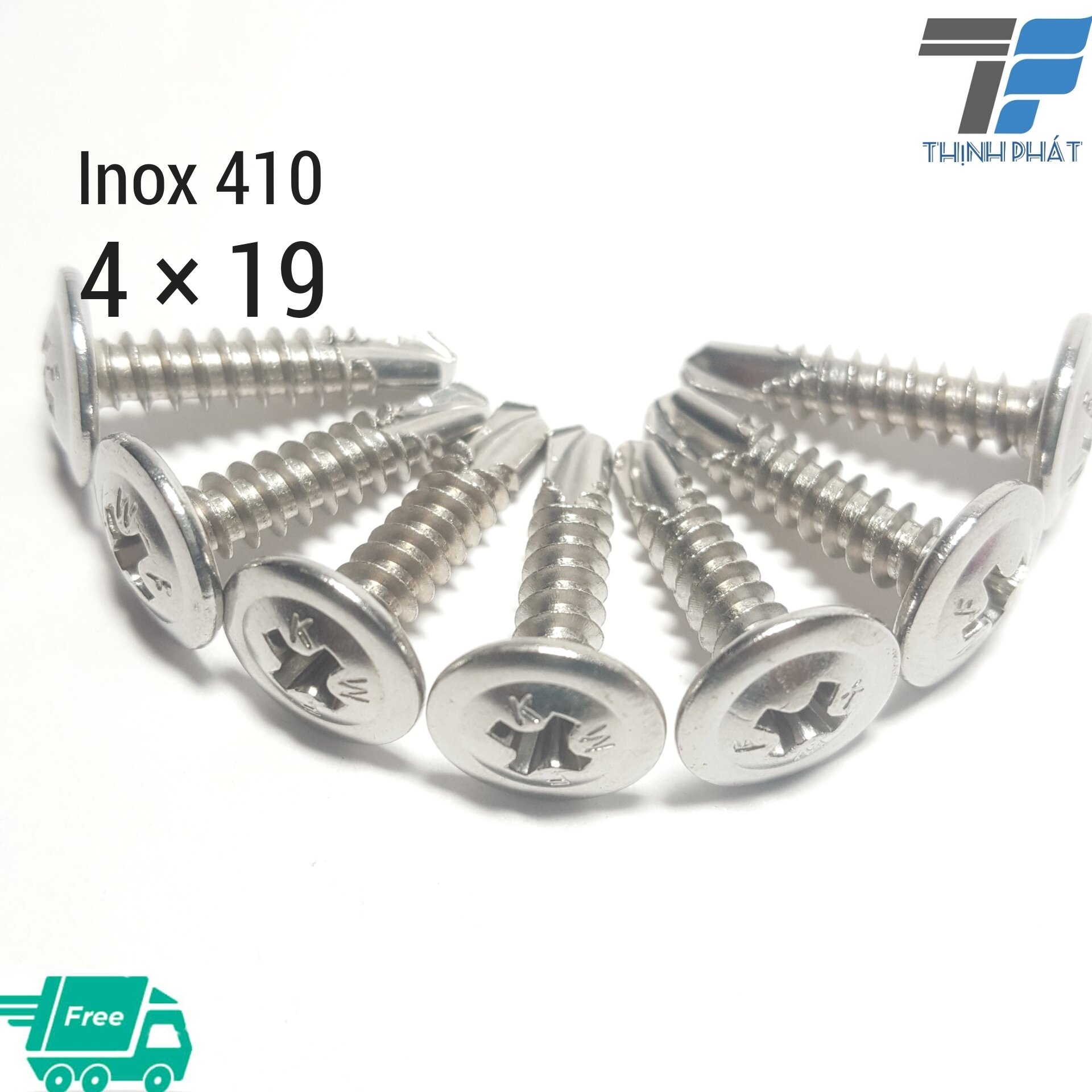 50 con vít inox 4*19 [ inox 410 đầu dù tự khoan ]vít đuôi cá [ Có thể chọn mua 50 hoặc 100 con sẽ rẻ hơn ]