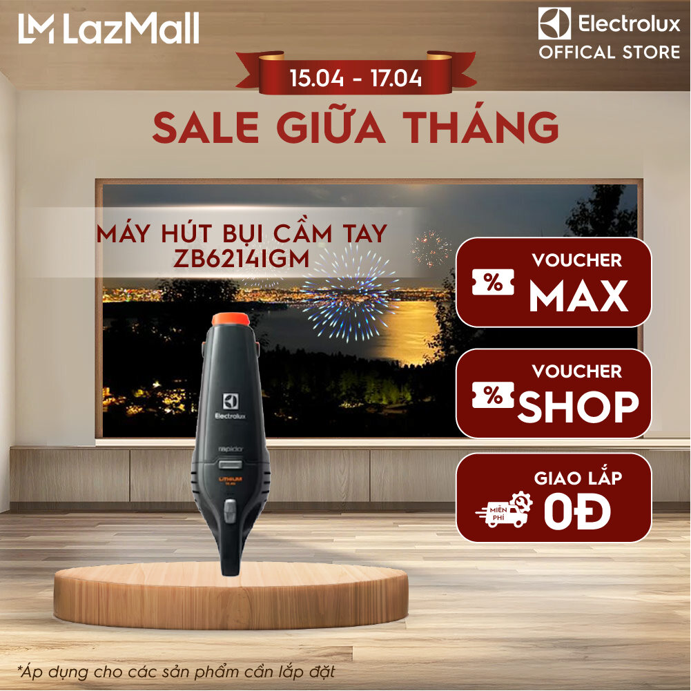 Máy hút bụi cầm tay Electrolux 14.4V ErgoRapido ZB6214IGM, Hiệu suất hút mạnh mẽ, thời gian hoạt động dài