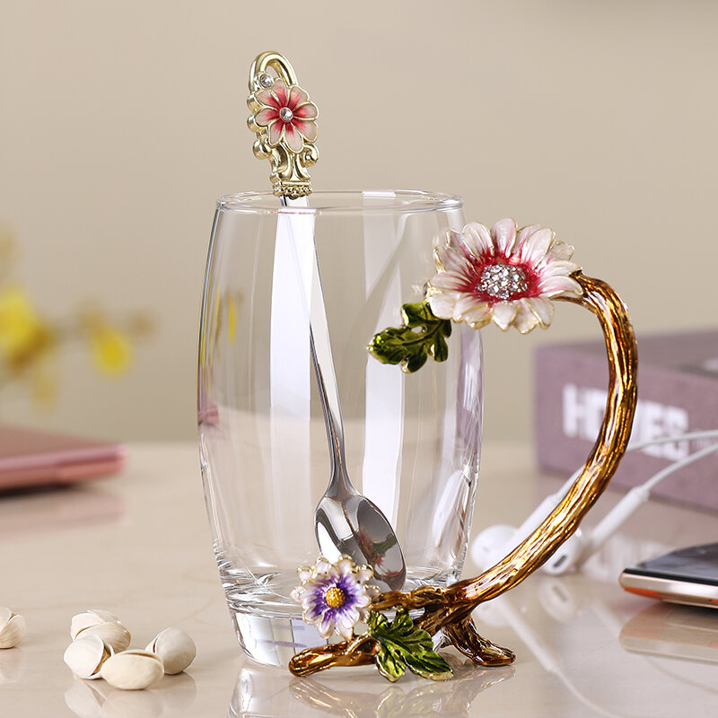 Enamel Colored Glass Cup For Women As High-Quality Gift - 4