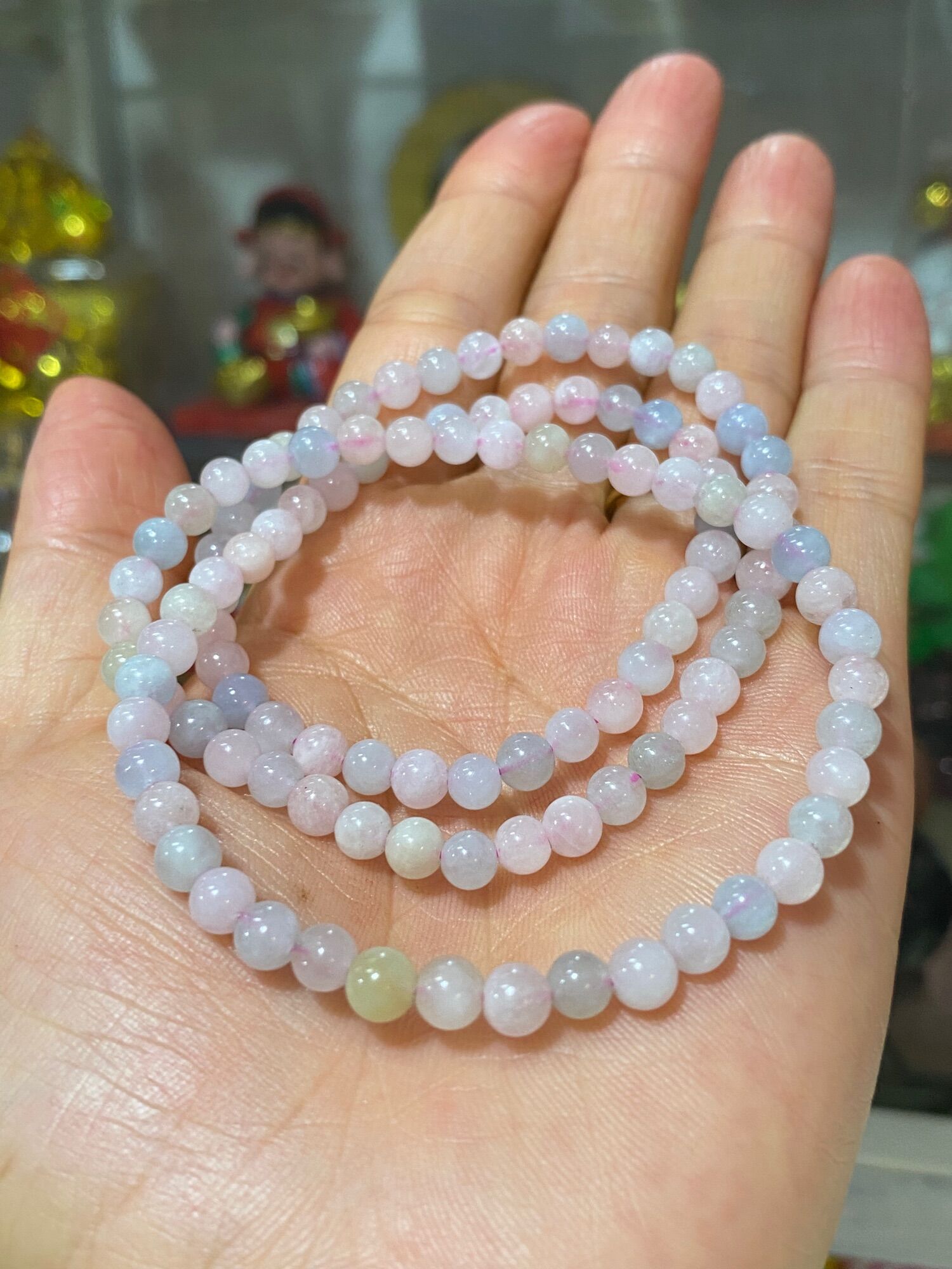 Vòng tay đá Beryl thiên nhiên 5li 108 hạt quấn tay 3 vòng hoặc đeo cổ