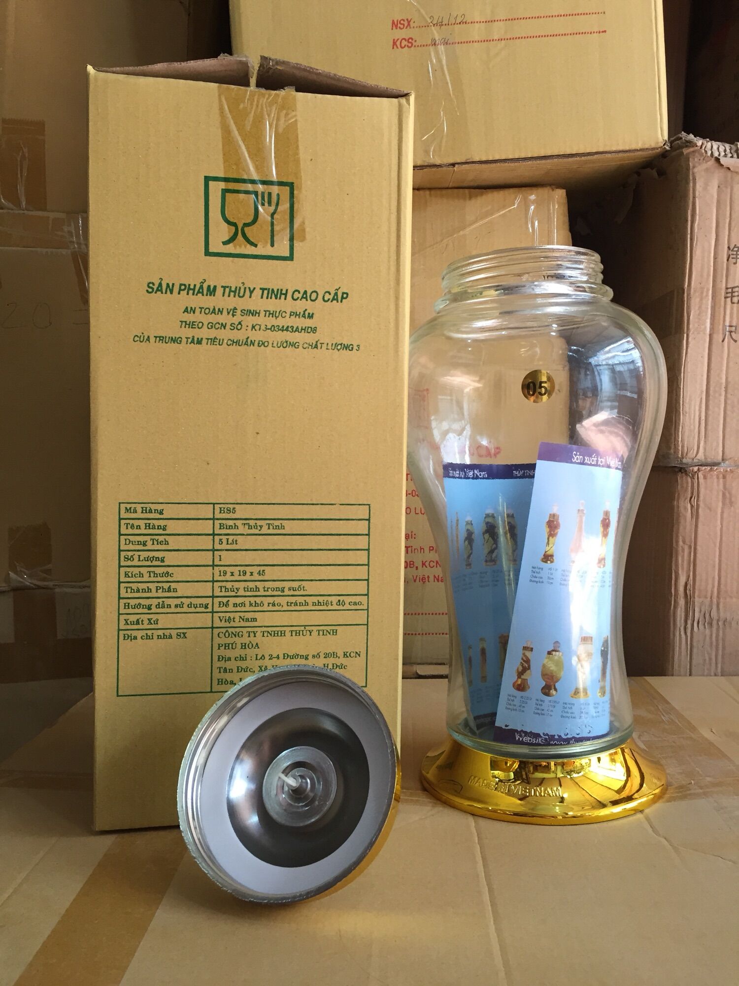 Bình thủy tinh 5 lít  dùng ngâm sâm