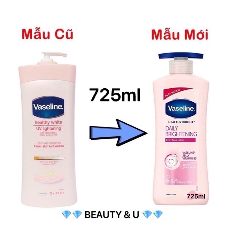 [Hcm][Mẫu Mới] Sữa Dưỡng Thể Làm Trắng Da Mỹ Usa Vaseline Healthy Bright Daily Brightening Even Tone Lotion 725Ml