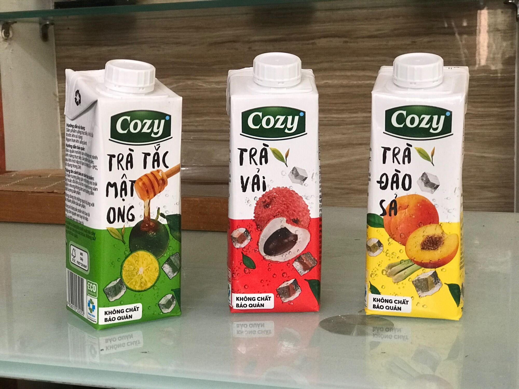 HCM 1 thùng Trà Hoa Quả Cozy 3 vị :Đào sả Tắc mật ong Vải 6 lốc 24 hộp