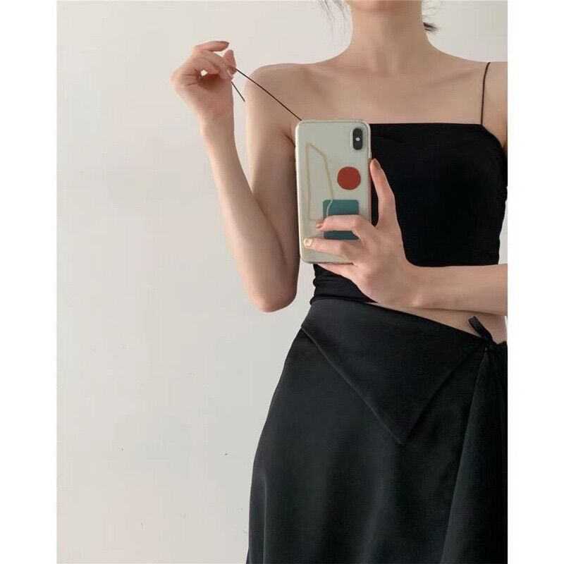 [HCM]ÁO HAI DÂY TRƠN SỢI BÚN CROPTOP