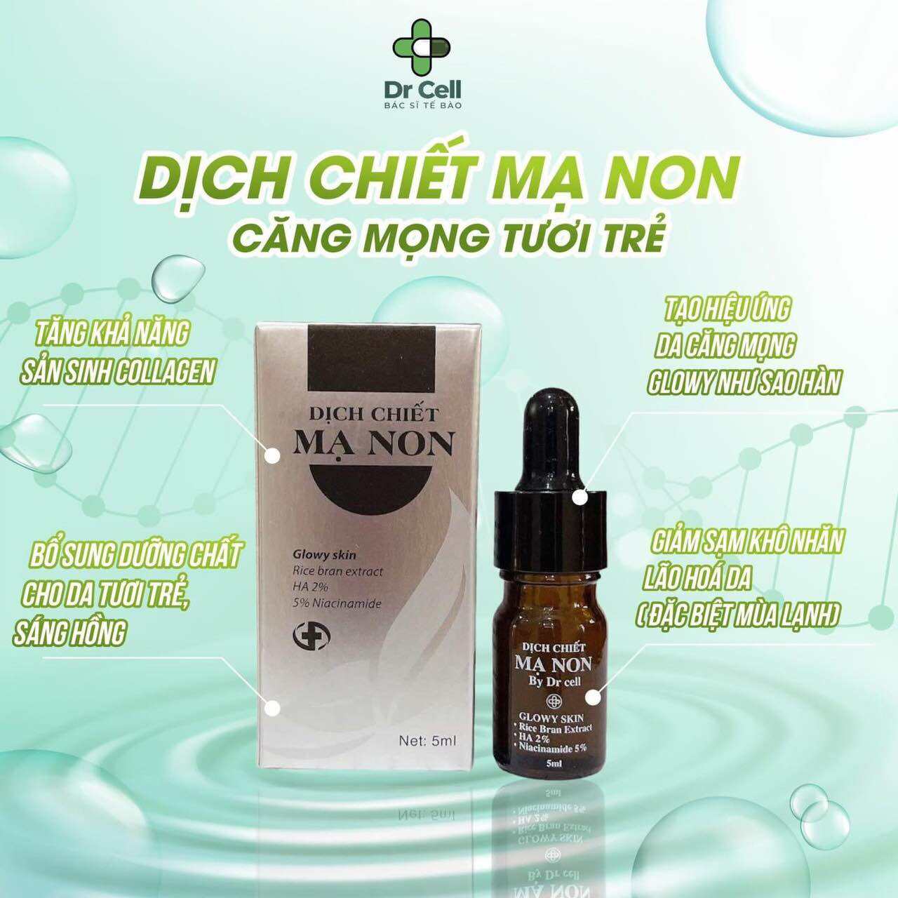 TINH CHẤT MẠ NON DR CELL CẤP ẨM CĂNG BÓNG CHO DA MỀM MẠI MỊN MƯỚT CHAI 5ML