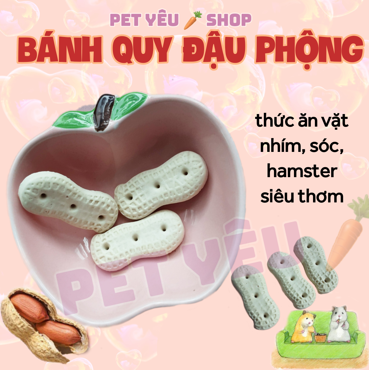 Bánh quy đậu phộng thức ăn hamster siêu thơm