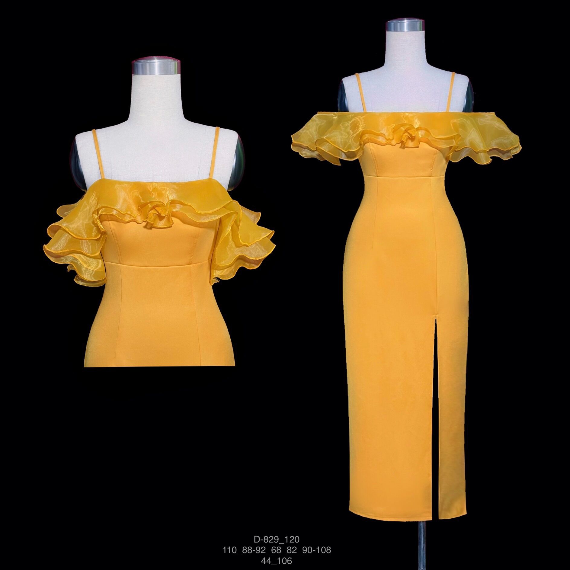 Đầm body phối bèo d-829