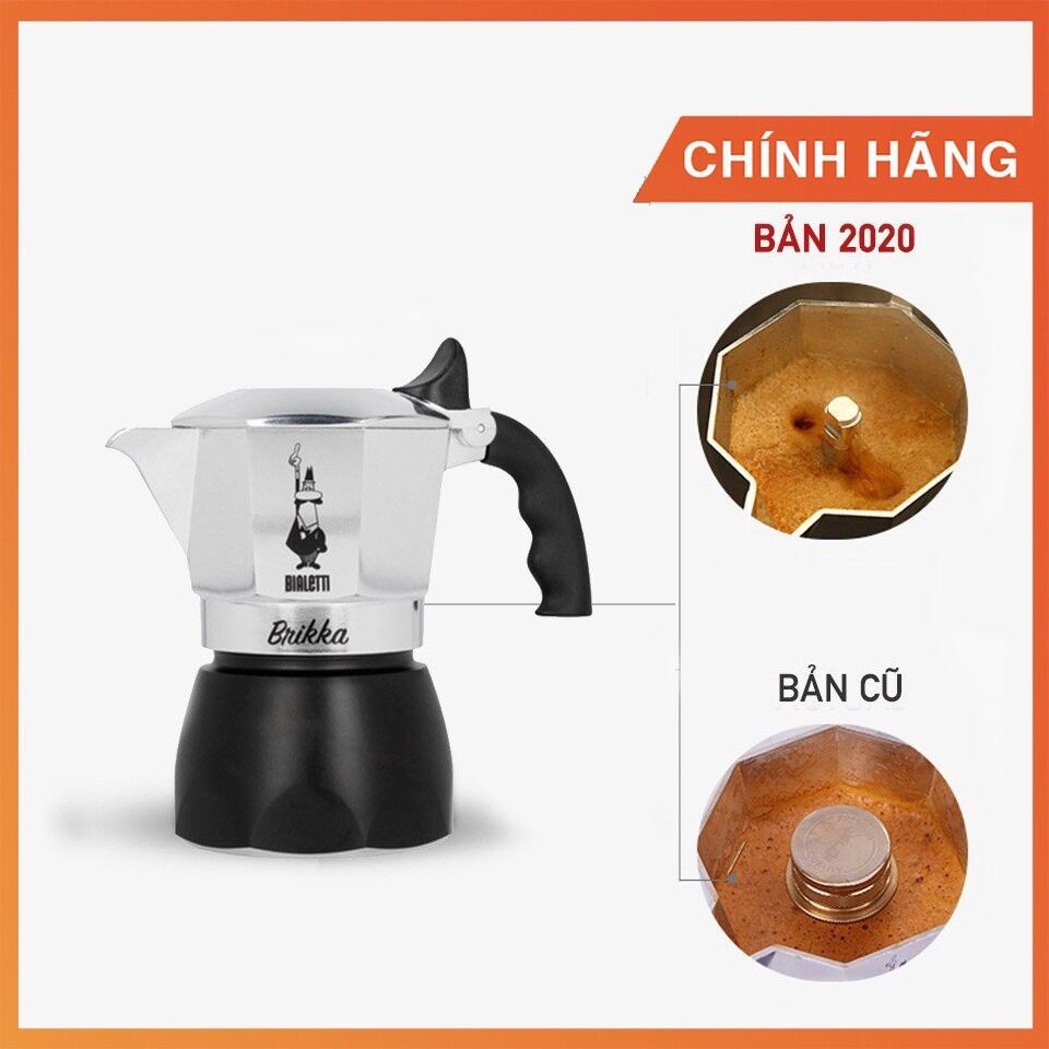 Ấm Pha Cà Phê Kiểu Ý Moka pot Bialetti Brikka 2 ly - NEW 2020