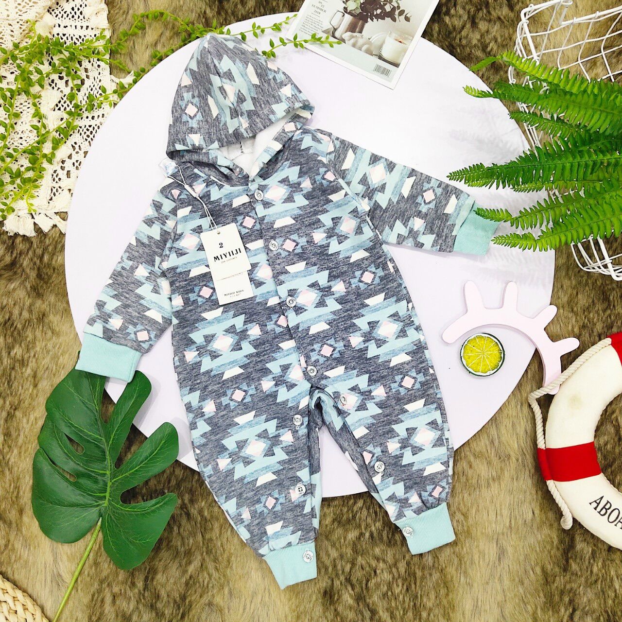 Body nỉ lông thu đông cho bé 3-8kg