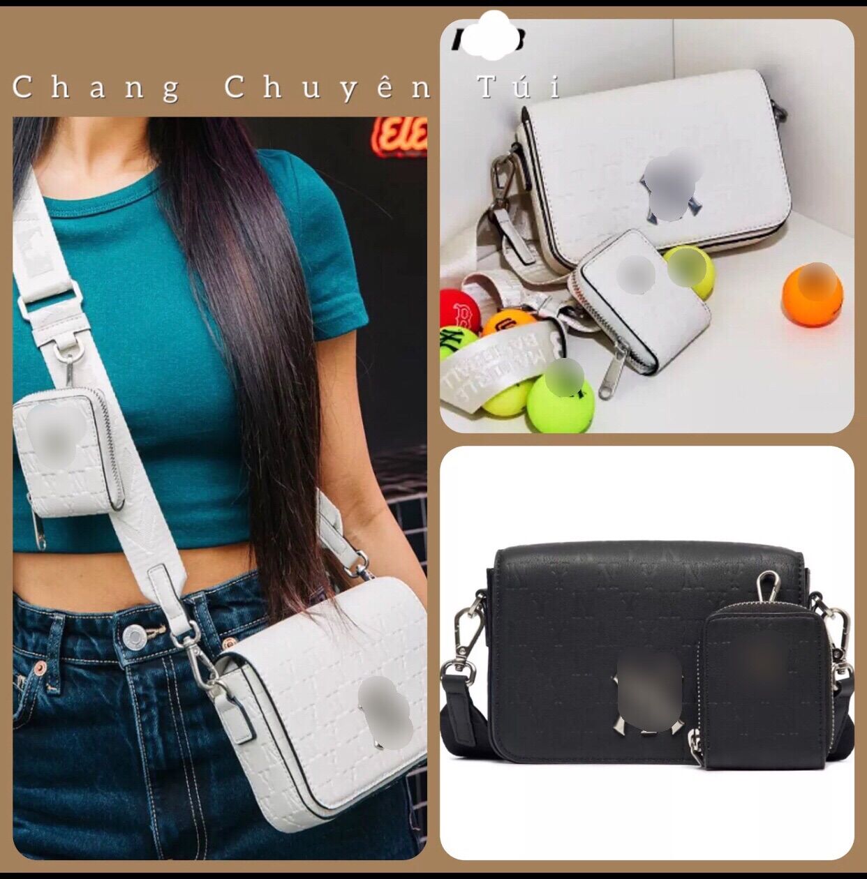 Túi xách đeo chéo hộp nam nữ monogram 2 món dành cho nam và nữ hàng đẹp , túi đeo chéo ny