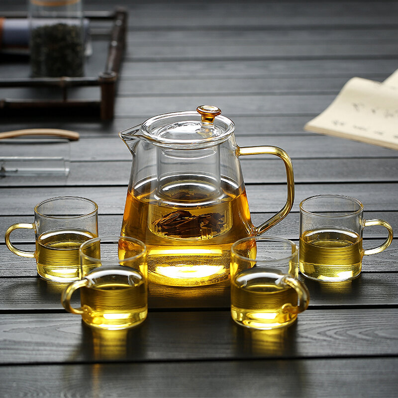 Bộ ấm trà pha trà thủy tinh ấm nước trà hoa gia dụng ấm nước lọc chịu nhiệt dày chịu nhiệt cao ấm đun trà