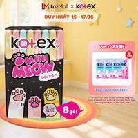 Combo 8/Combo 16 gói Băng vệ sinh Kotex MiniMeow Siêu mềm siêu mỏng cánh (8 miếng/gói)