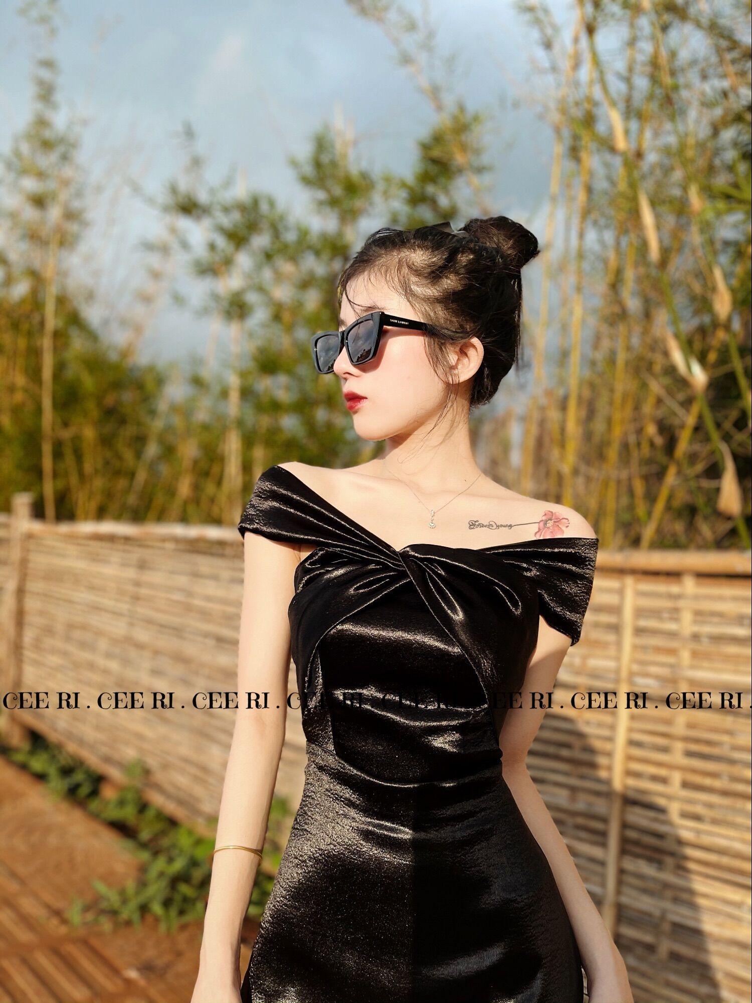 ẢNH THẬT ĐỘC QUYỀN SHOP CEERI- Mẫu lụa nữa hoàng đen