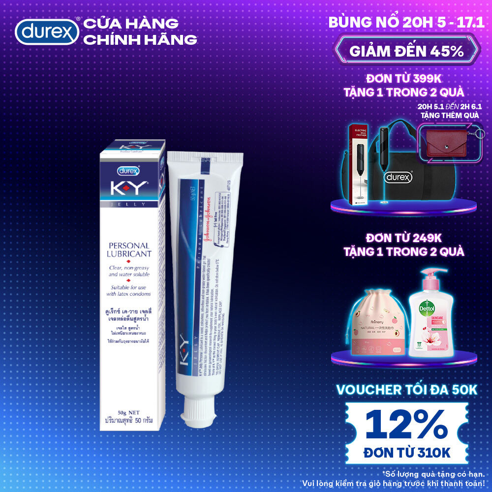 [20H 5-17.1 - Quà độc quyền - Voucher 12% đơn 310K] Gel bôi trơn Durex K-Y Jelly 50g ( KY Jelly)