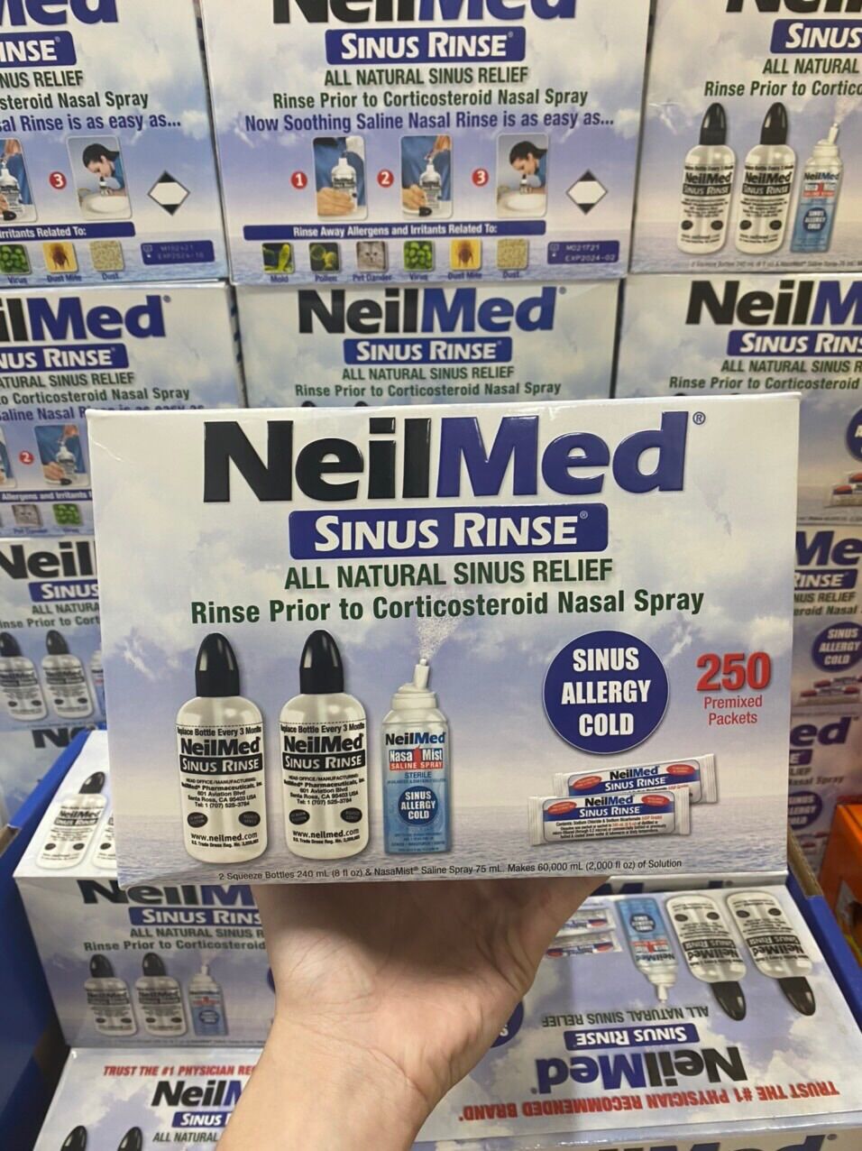 Bộ rửa mũi neilmed sinus rinse hàng mỹ, 250 gói - date 10/2023