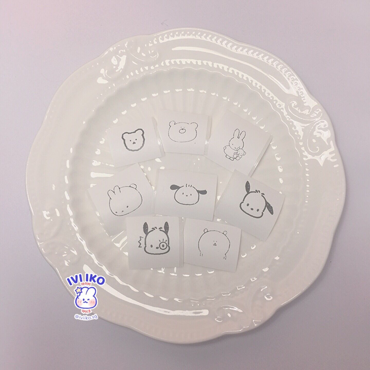 Set 16 tem 8 mẫu niêm phong giấy gói in hình dễ thương | ivi iko