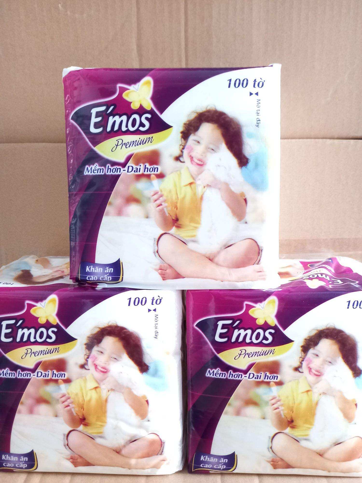 Giấy ăn Cao Cấp E'Mos premium 100 Tờ.