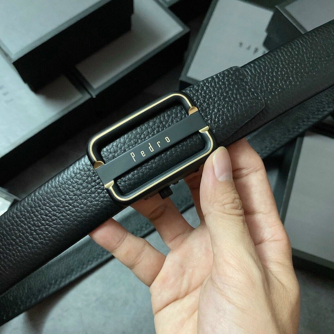 Nịt pedro nam cao cấp da bò full box kèm túi, da mềm đẹp 120cm
