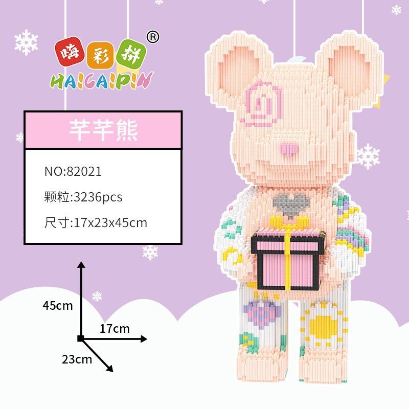 Mô hình lắp ráp gấu bearbrick ôm quà size 45cm/mô hình lắp ráp cỡ lớn