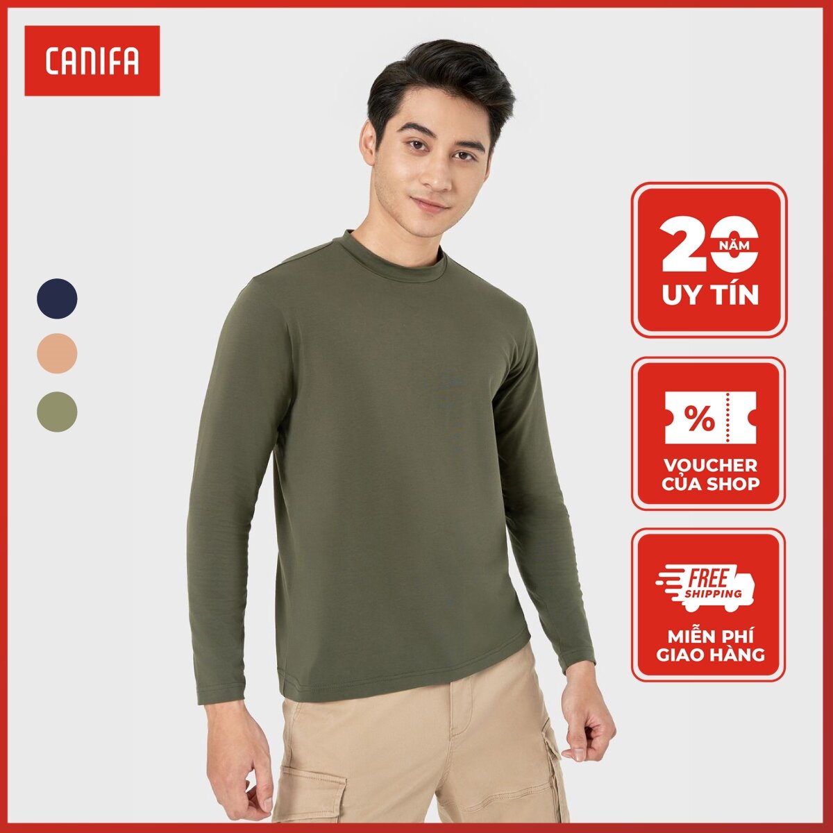 Áo body nam canifa cổ 3 phân 8it22w002