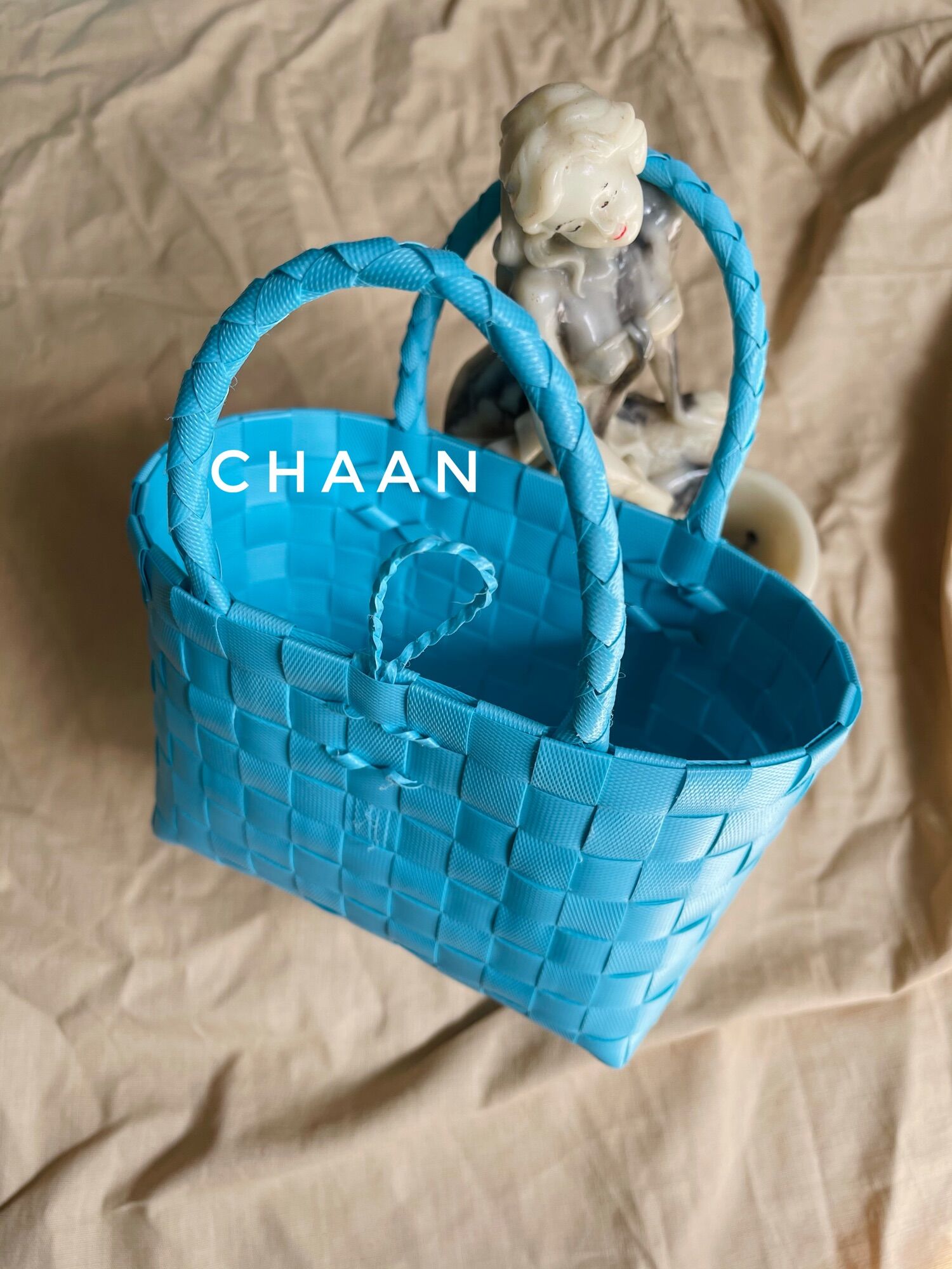 Giỏ đan mini xanh biển pastel