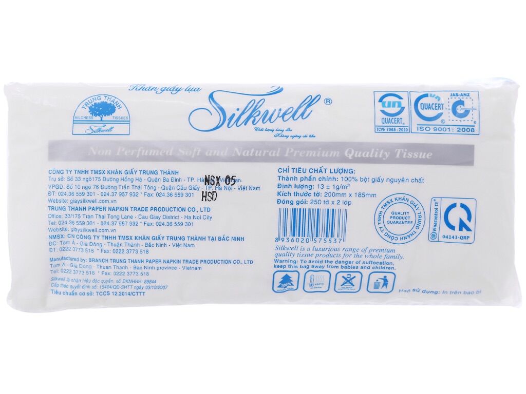Khăn giấy lụa rút Silkwell (250 tờ)