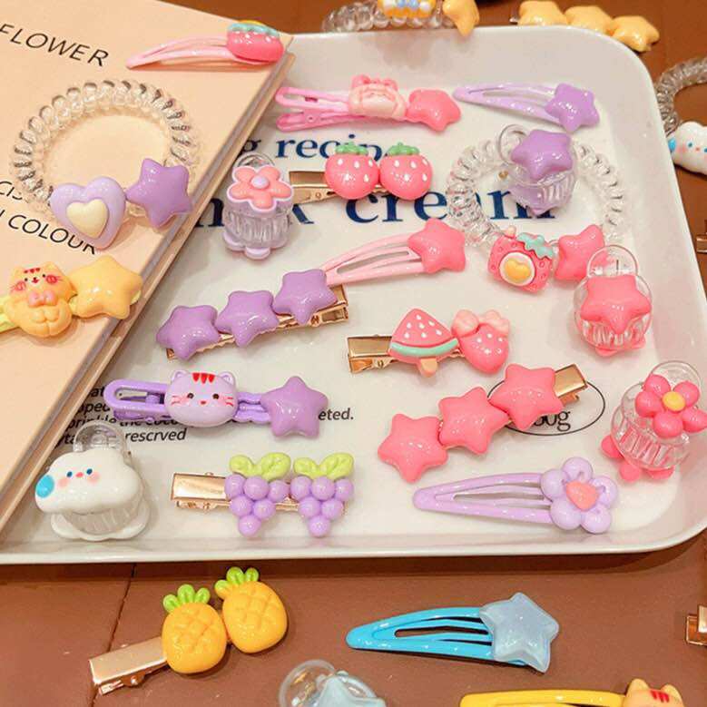 Set 9 chi tiết kẹp cột tóc dễ thương cho bé yêu