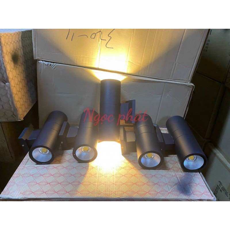 Đèn cột gắn tường ngoài trời hình ống trụ hiện đại hắt 2 đầu bóng led
