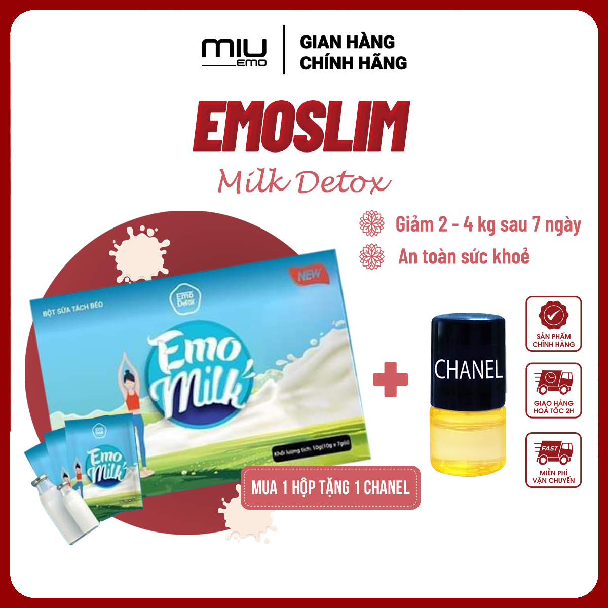 Bột sữa bò tách béo giảm cân nhanh miu emodetox