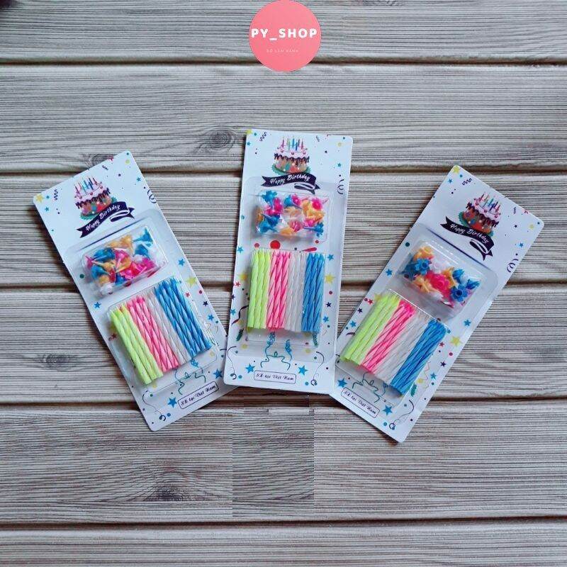 Nến Xoắn Nhỏ, Nến Chân Sinh Nhật, Nến Que Tăm, Đèn Cầy (Hộp X 24 Vỉ)