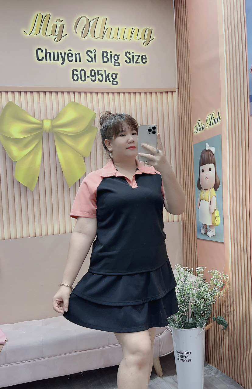 Áo Polo Cổ Bẻ Phối Màu Cá Tính Bigsize Nữ (68-95kg)