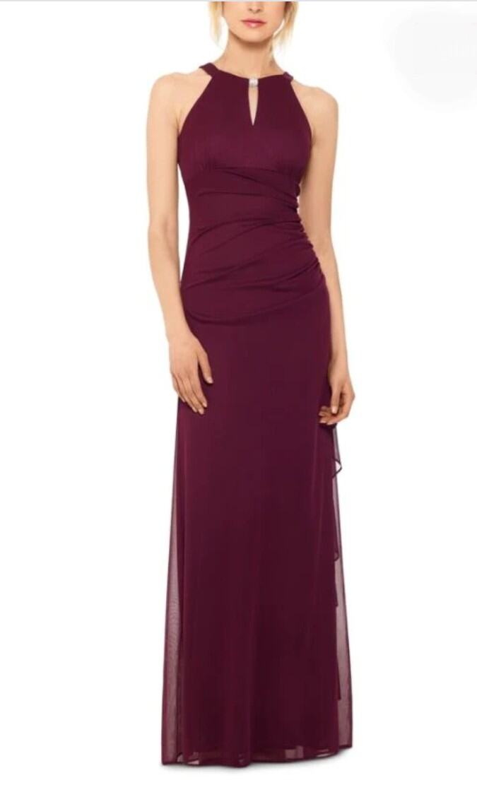 Đầm dạ hội đỏ tía cổ đính đá Dj jaz