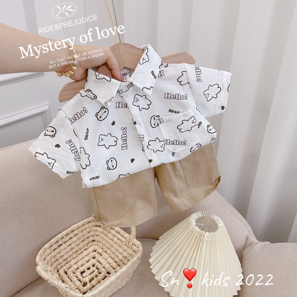 Set sơ mi+quần kaki bé trai từ 10-20kg