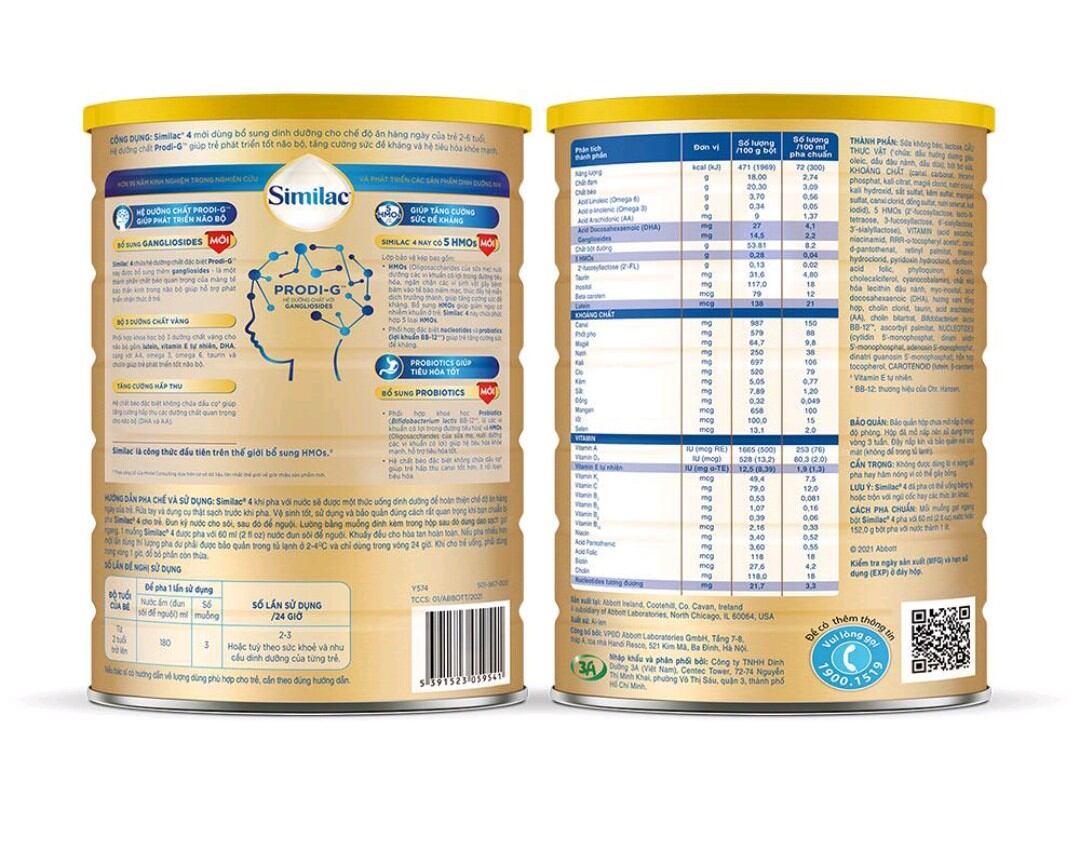 Sữa Bột Similac 4 - 1.7kg, 2-6 Tuổi / Mẫu Mới 5G [Date 2025]