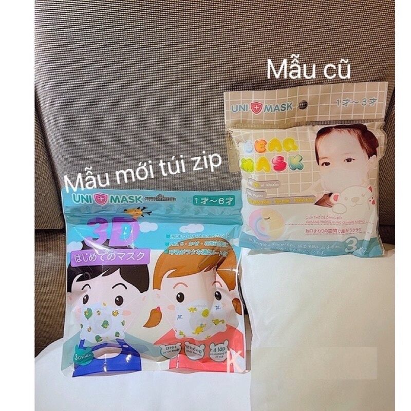 Set 3 khẩu trang gấu Uni mask cho bé ( 1 - 3 tuổi)