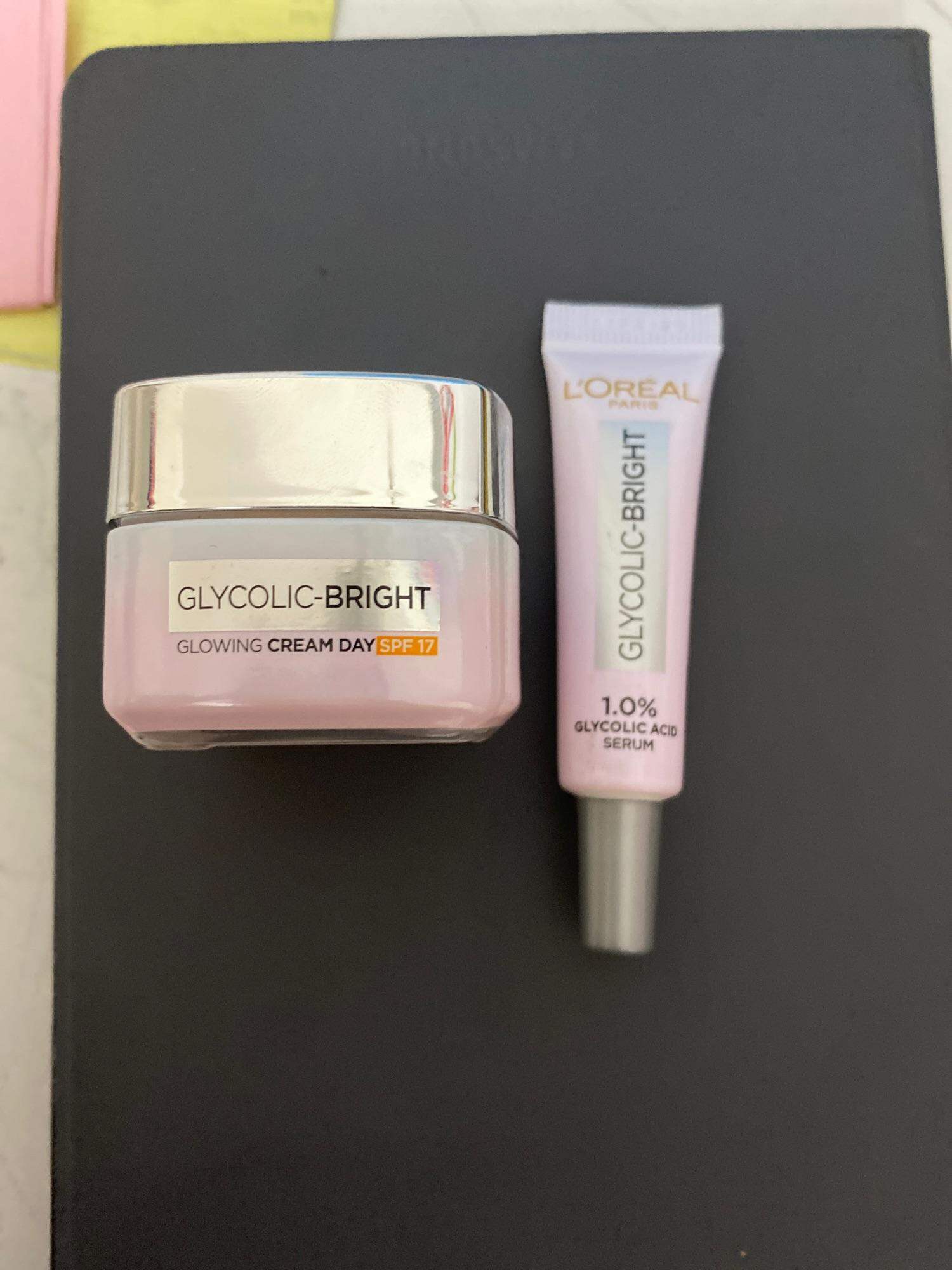 bộ sản phẩm chăm sóc da Lo'real Glycolic Bright kem dưỡng+ serum (gift)