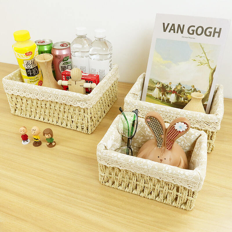 Hộp Đựng Đồ Để Bàn Đồ Ăn Vặt Chìa Khóa Mỹ Phẩm Giỏ Mây Tre Đan Gia Dụng Lối Vào Phòng Khách Đồ Ăn Vặt Khay Đan