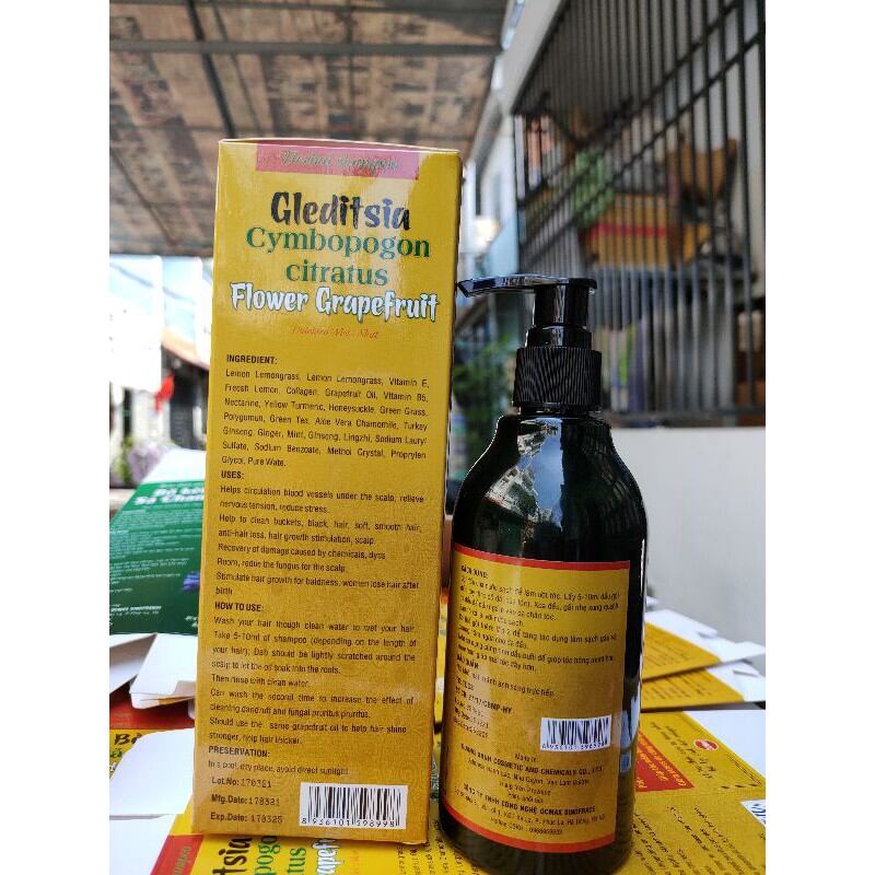Dầu gội bồ kết sả chanh hoa bưởi vàng 300ml