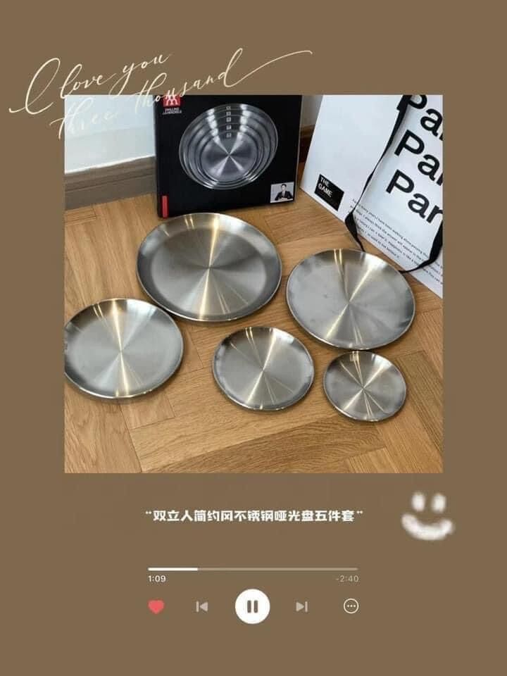 Bộ 5 đĩa inox bền . Bộ đĩa đa năng