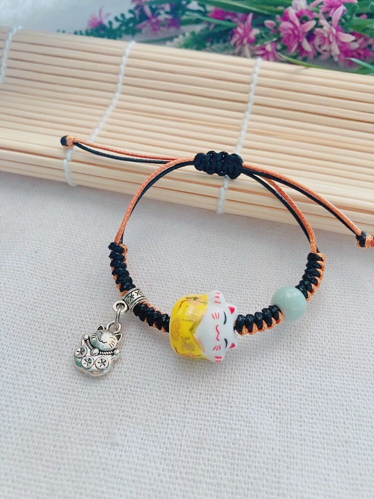 Vòng tay mèo gốm sứ may mắn