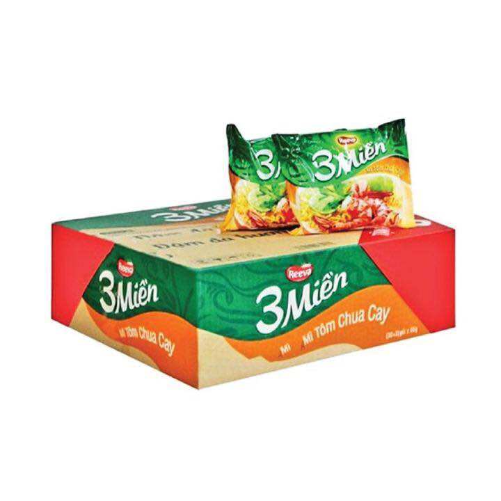 Thùng 30 gói mì BA MIỀN CHUA CAY