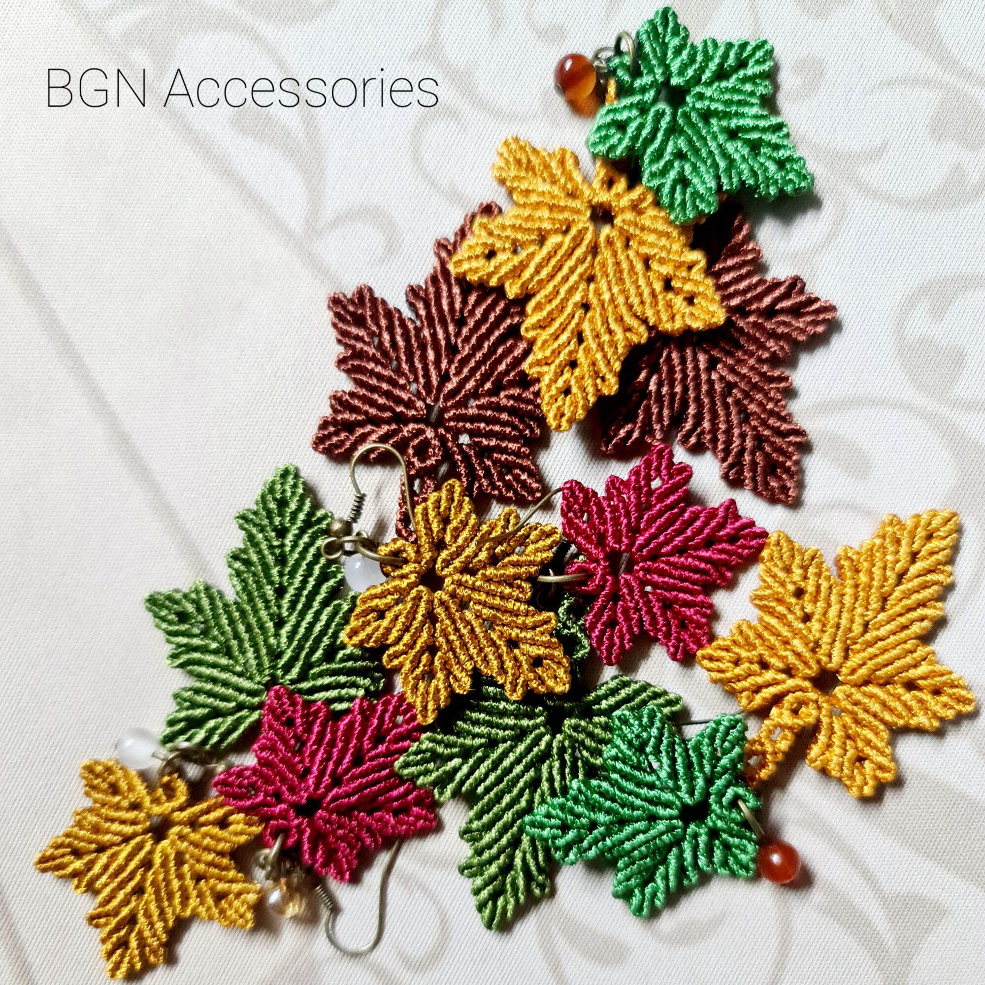 Hoa tai handmade hình lá phong [nhiều màu]