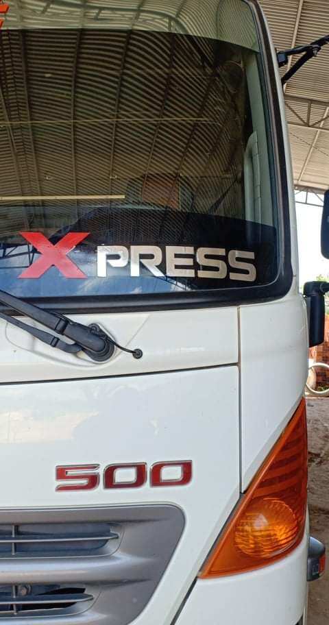 Tem decan chữ xpress mạ crom trang trí xe fải