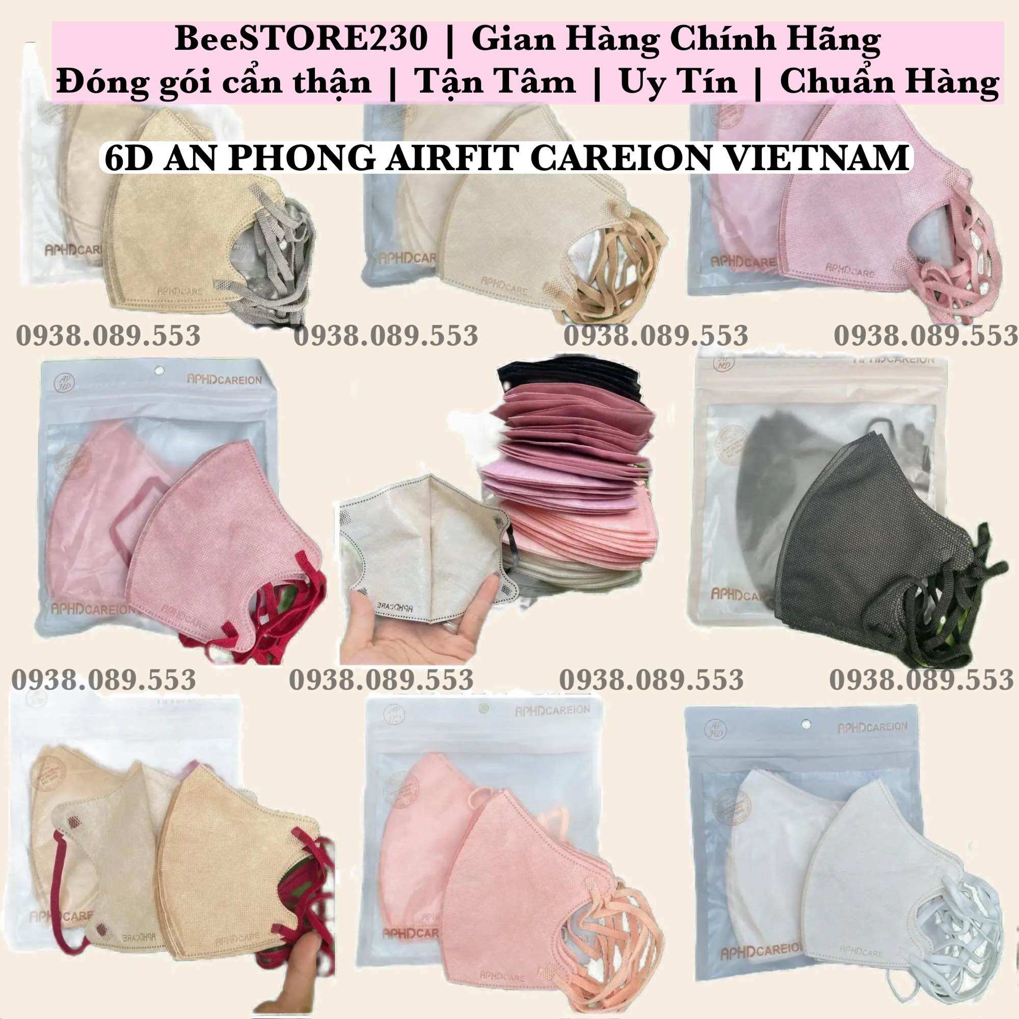   COMBO100 cái  khẩu trang 6D APHD AIRFIT ANPHONG 3 LỚP THOÁNG KHÍ MÀU SẮC THỜI TRANG KHÁNG KHUẨN CAO CẤP 